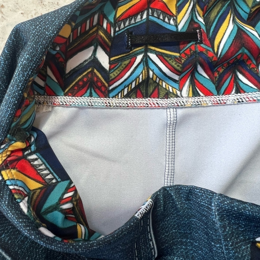INKnBURN Black Denim 4" Owl Running Bike Shorts Drawstring Pockets Blue, size 6 - Picture 7 of 7
